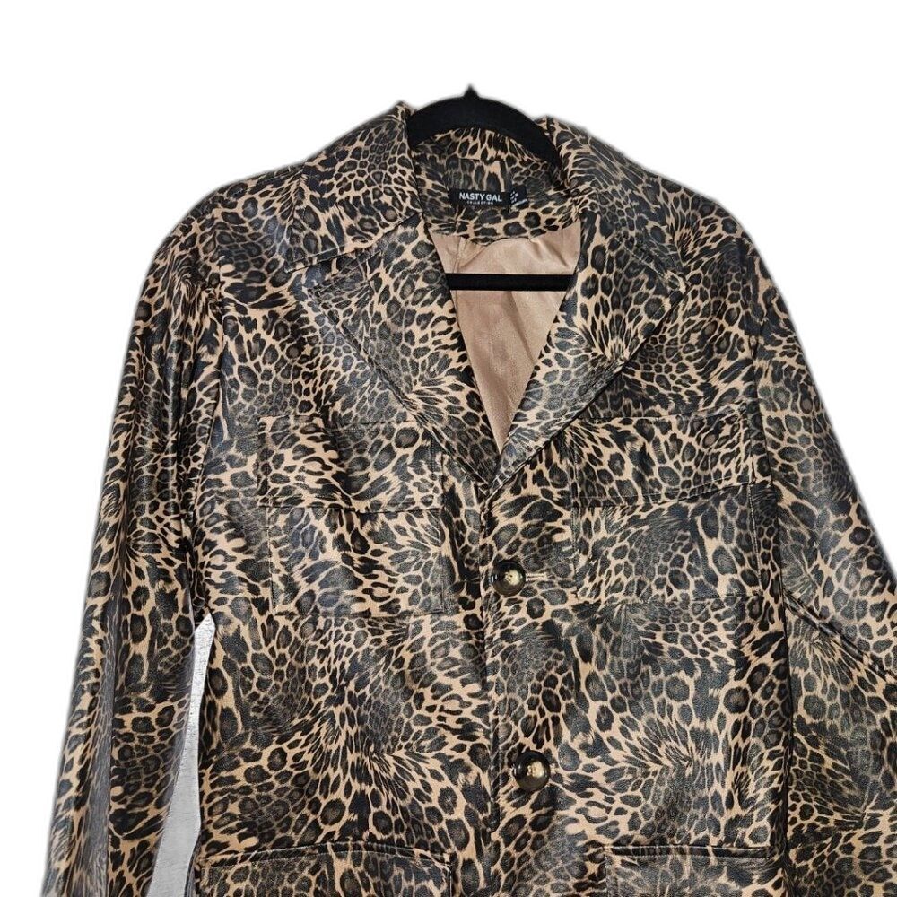 Nastygal Leopard Trench Rain Coat Size 4 - Picture 3 of 9